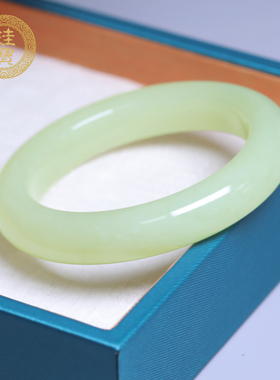 珪宝和田玉黄玉宽条手镯女56.7mm