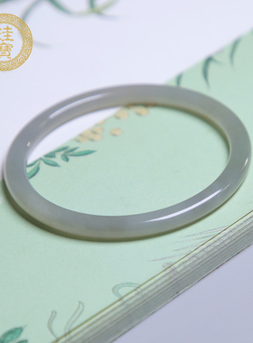 珪宝湖水绿宽条手镯女款