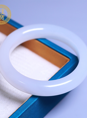 珪宝和田玉羊脂玉宽条手镯55.8mm