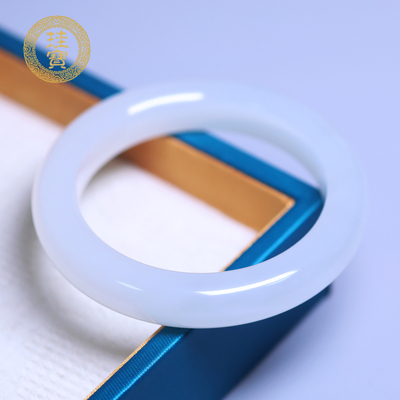 珪宝和田玉羊脂玉宽条手镯54.5mm