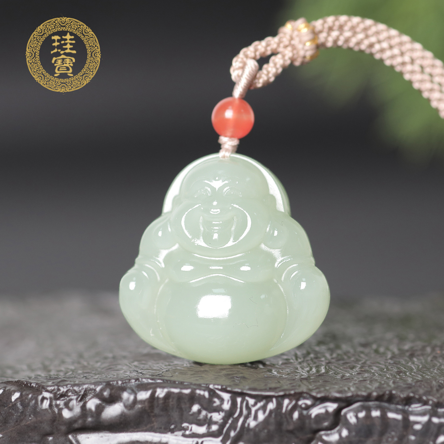 珪宝和田玉青白玉佛公吊坠高冰晴