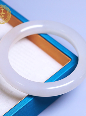 珪宝和田玉藕粉宽条手镯女60.4mm