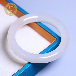 珪宝60.4mm和田玉藕粉宽条手镯女款玉镯子天然玉石送妈妈礼物A12V