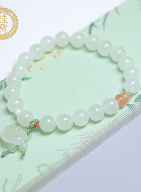珪宝和田玉晴水冰底手链女士8mm
