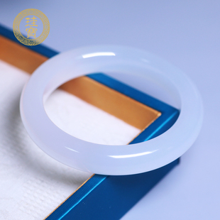 珪宝59mm和田玉白玉高冰宽条手镯女款 白月光玉镯子天然玉石带证书