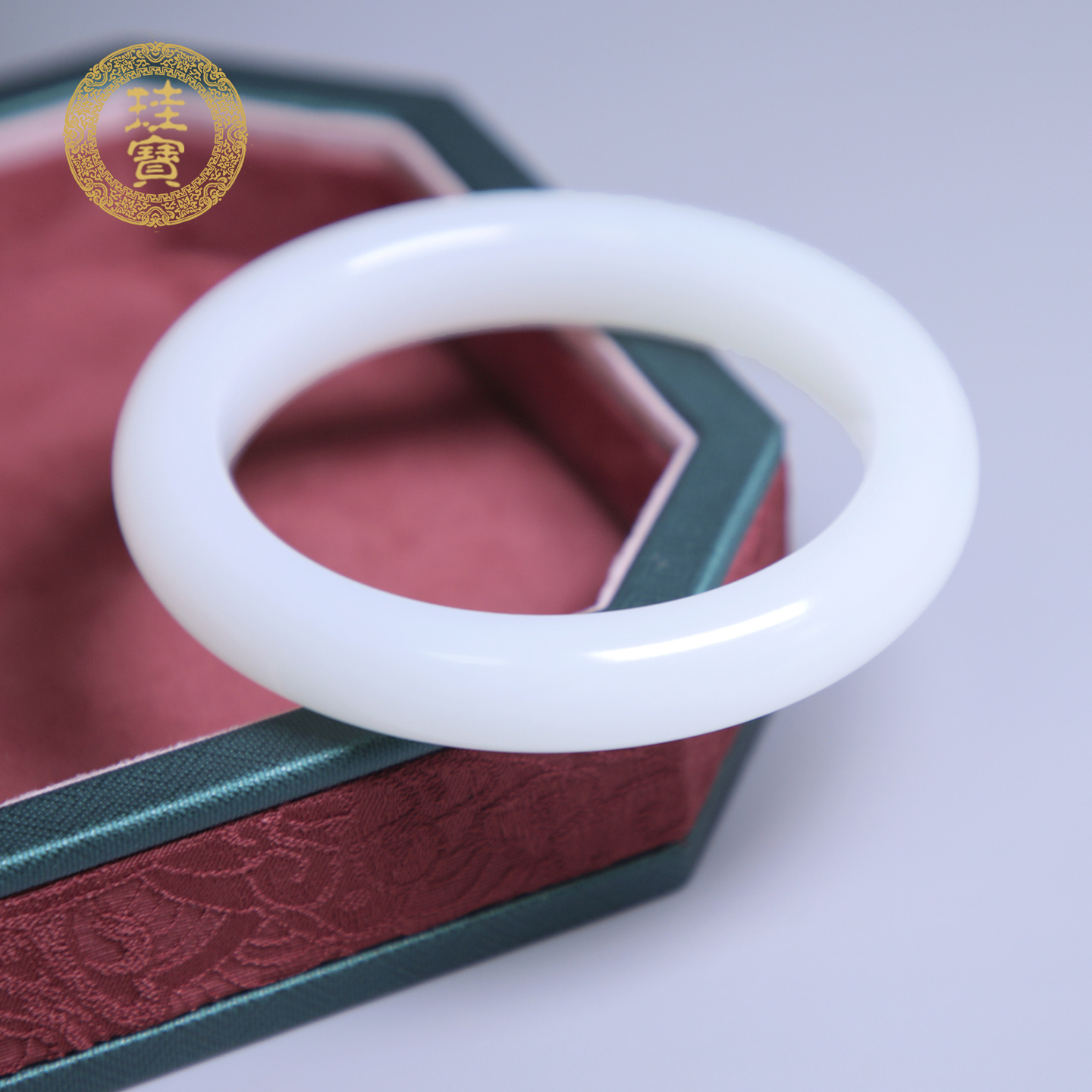 珪宝和田玉羊脂玉宽条手镯女58mm