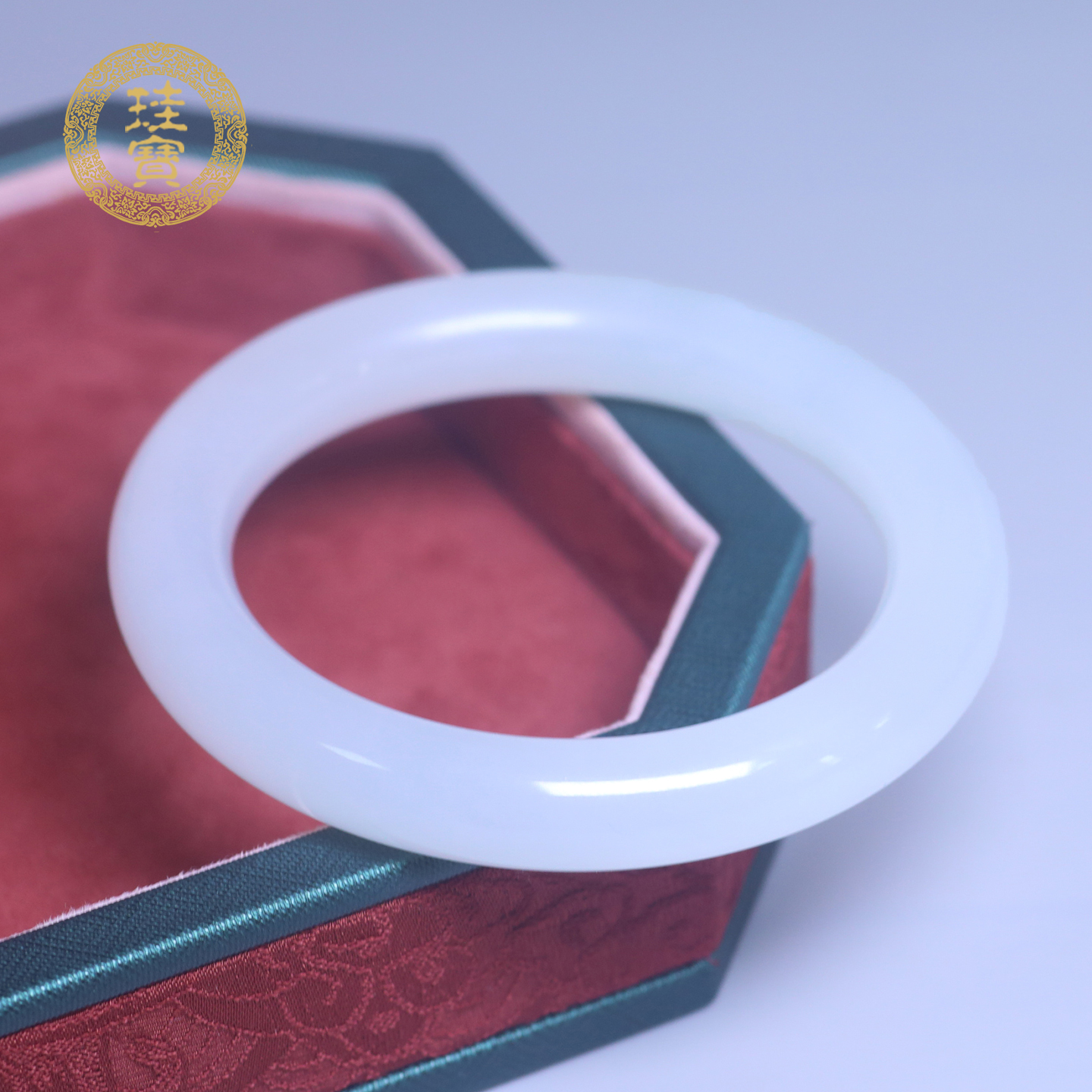 珪宝和田玉羊脂玉圆条手镯58.5mm