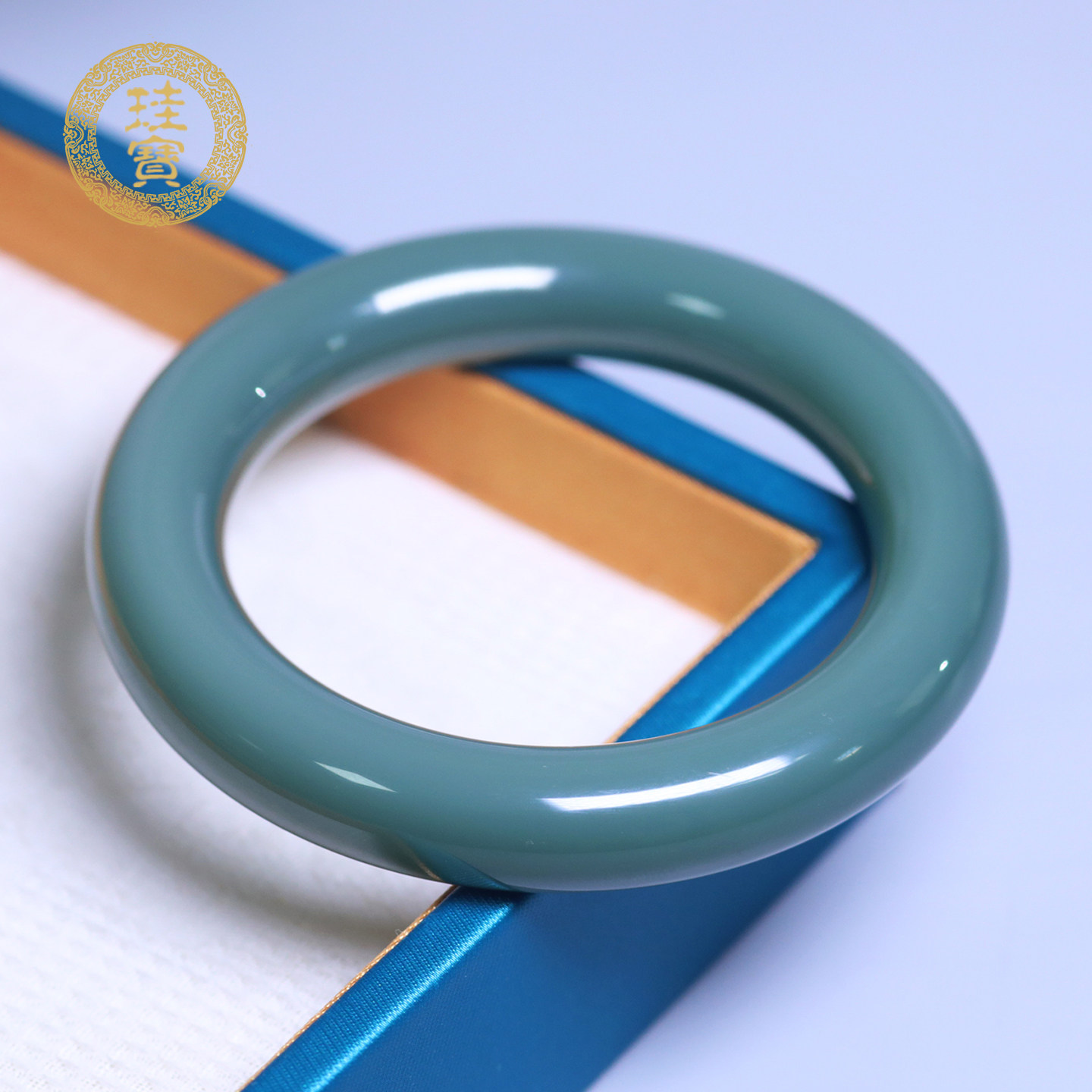 珪宝55.5mm和田玉碧玉粉青胖圆条手镯女款美人条玉镯子天然带证书,珠宝/钻石/翡翠,手饰,淘宝优惠券,粉丝福利购,淘宝优惠卷