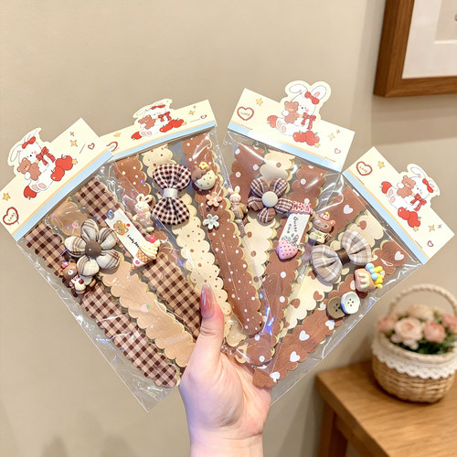 儿童奶咖卡通刘海贴碎发整理神器魔术贴发箍宝宝发带小女孩碎发带