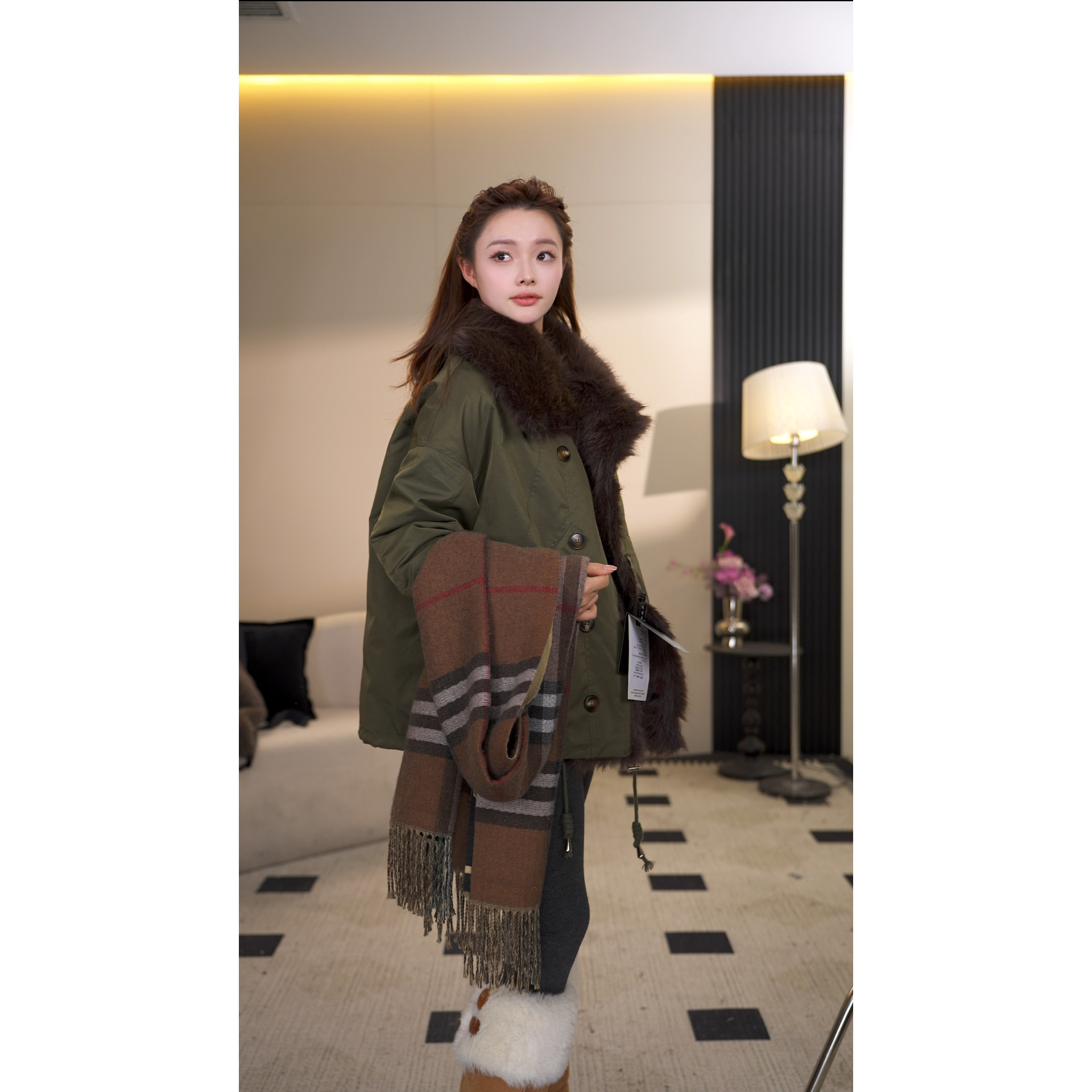 （专柜大上新）冬季新款重工大毛派克服