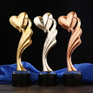 金属奖杯水晶奖杯定制心型创意高档心形爱心奉献奖杯定做订制奖品