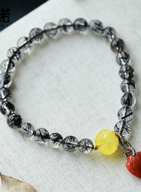 黑发晶手链女款发晶单圈手串