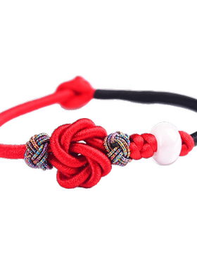 狮诺手工编织翡翠玉同心结情侣款