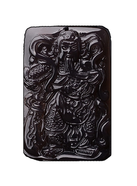 黑曜石本命年武财神关羽饰品吊坠
