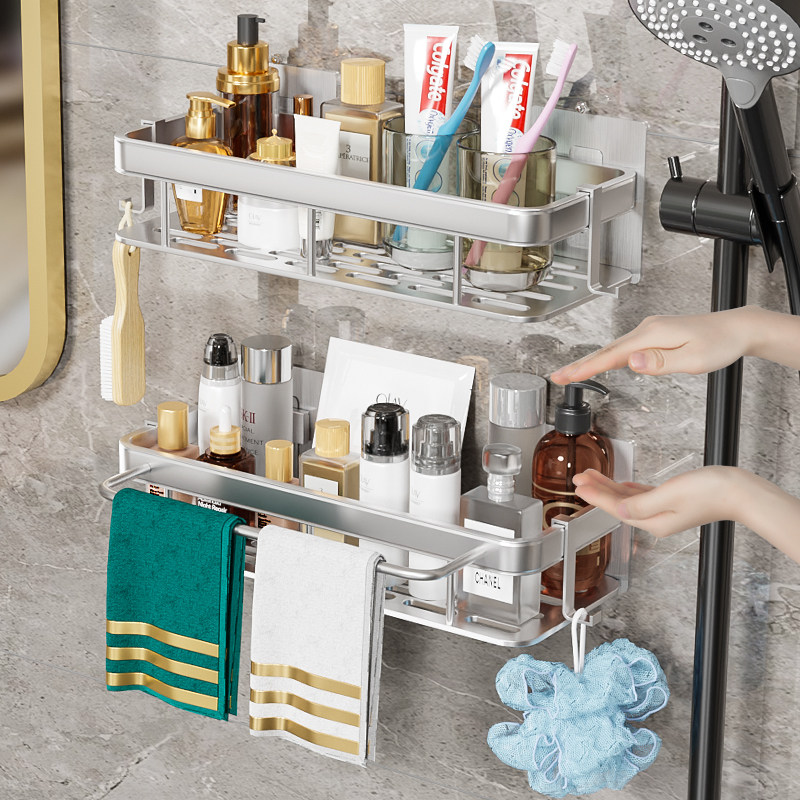卫生间置物架浴室墙上免打孔厕所洗漱台沐浴露洗手间墙壁收纳架子