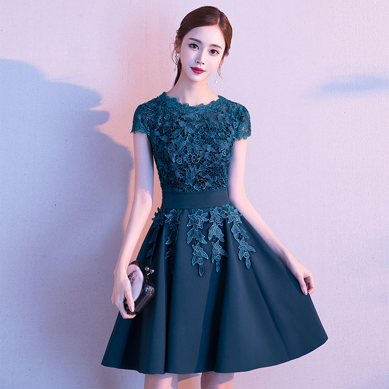 小个子晚礼服女宴会气质蕾丝短款高端名媛法式年会连衣裙平时可穿