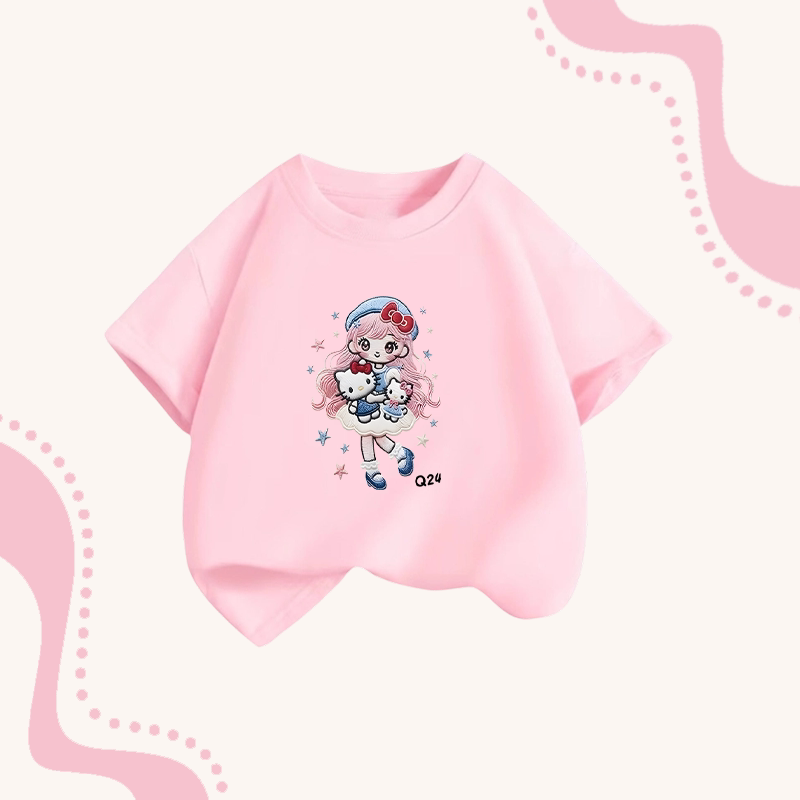 WASSUP男女童2026新款大女孩衣服儿童休闲可爱T恤纯棉短袖打底衫