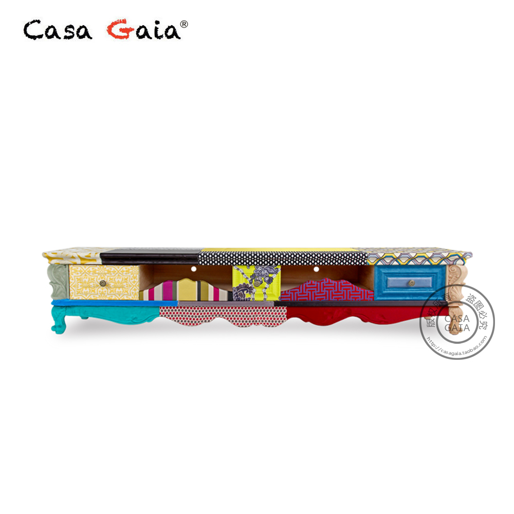 CASA GAIA设计师款电视实木柜美式电视柜客厅撞色矮柜斗柜储物柜