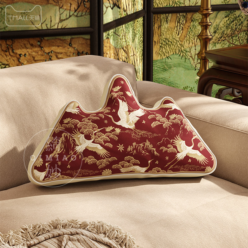 背有靠山沙发抱枕2025蛇年新年红色靠垫国潮靠枕套新中式异形腰枕