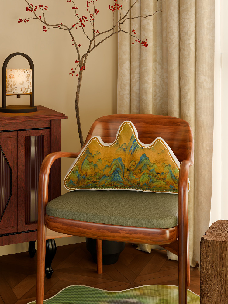 千里江山画靠背枕沙发客厅枕新型中国风异形靠垫腰枕办公靠垫,居家布艺,靠垫/抱枕,淘宝优惠券,粉丝福利购,淘宝优惠卷