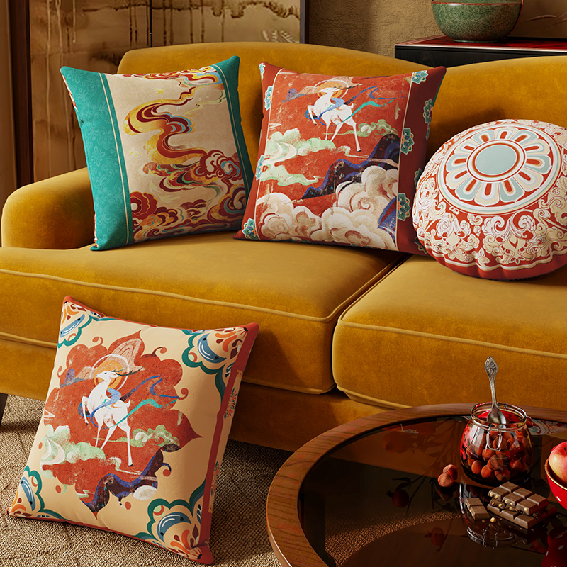 中国风敦煌抱枕新中式沙发客厅靠枕2025蛇年新年国潮靠垫套氛围感