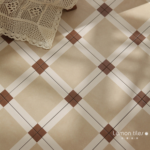 全瓷花砖中古风奶油风复古厨房咖啡厅卫生间玄关防滑地砖瓷砖