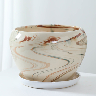 特大号花盆陶瓷带托盘家用客厅蝴蝶兰专用兰花仙人球火鹤花盆栽套