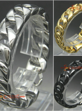 钛钢加厚古巴手链男潮流嘻哈复古简单大方霸气男士手腕饰品15mm粗