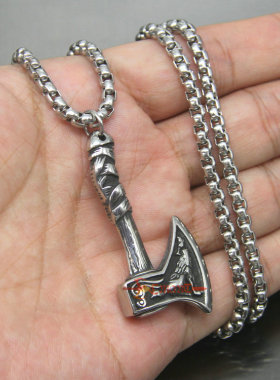 不锈钢海盗维京斧头项链吊坠霸气