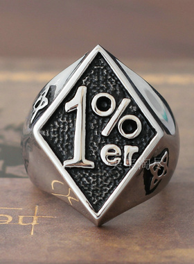 欧美风幸运数字夜店配饰钛钢戒指