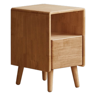 加兰实木床头柜现代简约卧室小型床边储物柜原木风超窄床头置物架