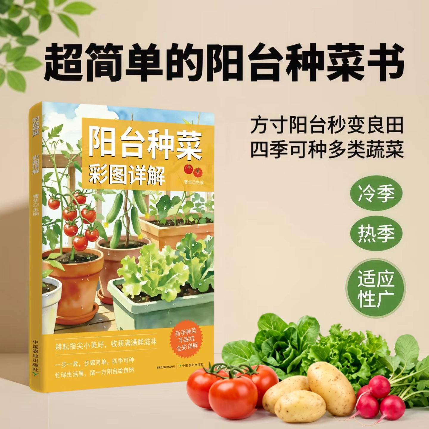 阳台种菜彩图详解 零基础家庭盆栽蔬菜种植大全 步骤清晰易懂 四季阳台果蔬播种施肥防虫采收实操园艺书籍 方寸阳台耕耘绿意