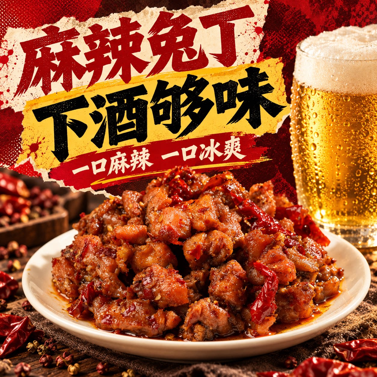 肖三婆冷吃兔四川特产麻辣兔丁即食下酒菜兔肉熟食类休闲零食小吃