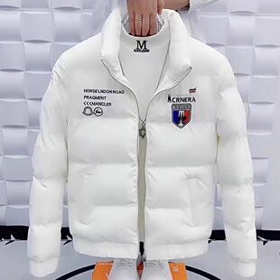 冬季新款男士棉衣潮流刺绣短款加厚棉服青年帅气修身简约百搭棉袄