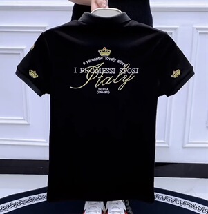 夏季新款短袖polo衫男半袖潮牌韩版修身显瘦刺绣字母皇冠网红t恤p