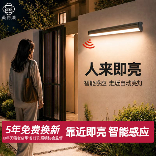 户外防水感应壁灯庭院别墅花园灯超亮室外阳台露台人来即亮门口灯