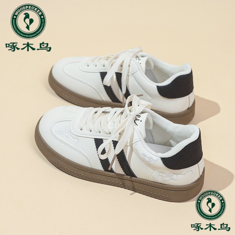 啄木鸟KT猫刺绣百搭德训小白鞋女