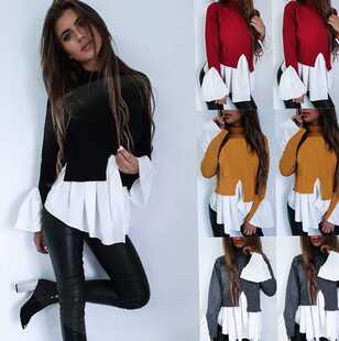 Stitching Pieces Patchwork Two Shirt False Hem