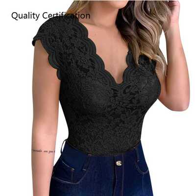 Sheer Mesh Lace Sleeveless Blouse Women Slim Bodysuit