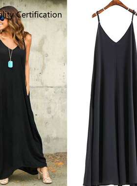 Dresses Backless V-Neck Solid Oversized Strappy Maxi Dress