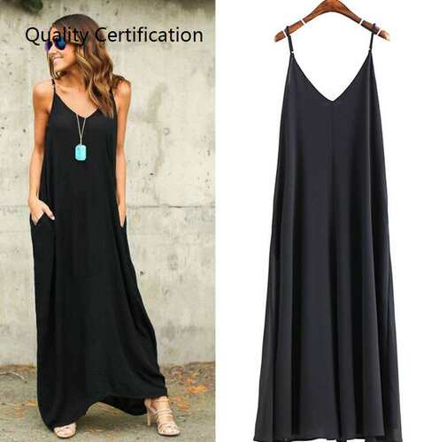 Dresses Backless V-Neck Solid Oversized Strappy Maxi Dress