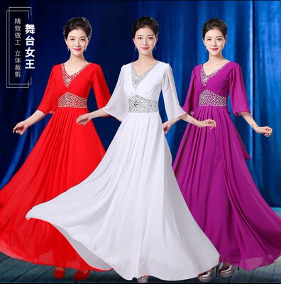合唱服长裙修身伴娘合唱服
