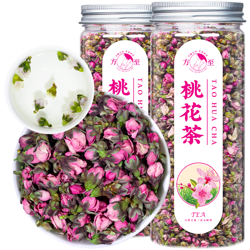 福茗源桃花茶特选新花干桃花瓣花苞花蕾干泡水喝泡酒清饮无硫罐装 茶 代用/花草茶 原图主图