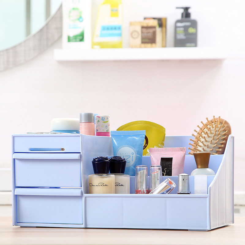 梦思纳韩国抽屉式化妆品收纳盒创意大号桌面收纳盒首饰塑料收纳箱