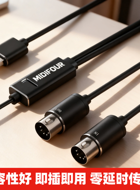 USB转五针Midi线 电钢琴连接电脑适用KORG科音D1电鼓DD75乐器通用