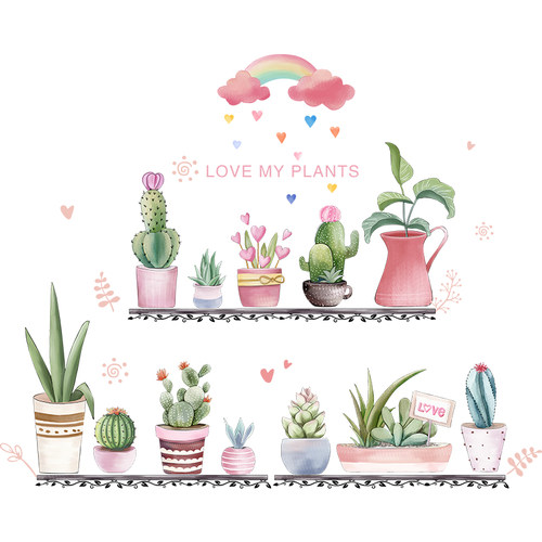 3D立体客厅墙贴纸贴画清新绿植房间背景墙面装饰阳台玻璃贴纸门贴