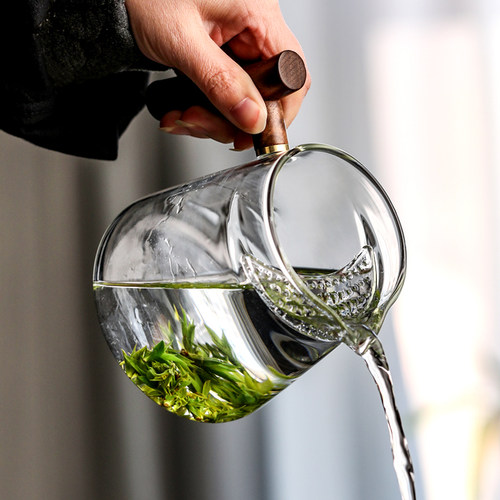 月牙过滤公道杯茶漏一体玻璃绿茶泡茶器大容量分茶壶带茶滤网公杯