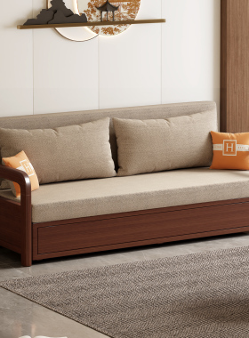 全实木沙发床折叠两用2026年新款中式客厅沙发床单人小户型伸缩床