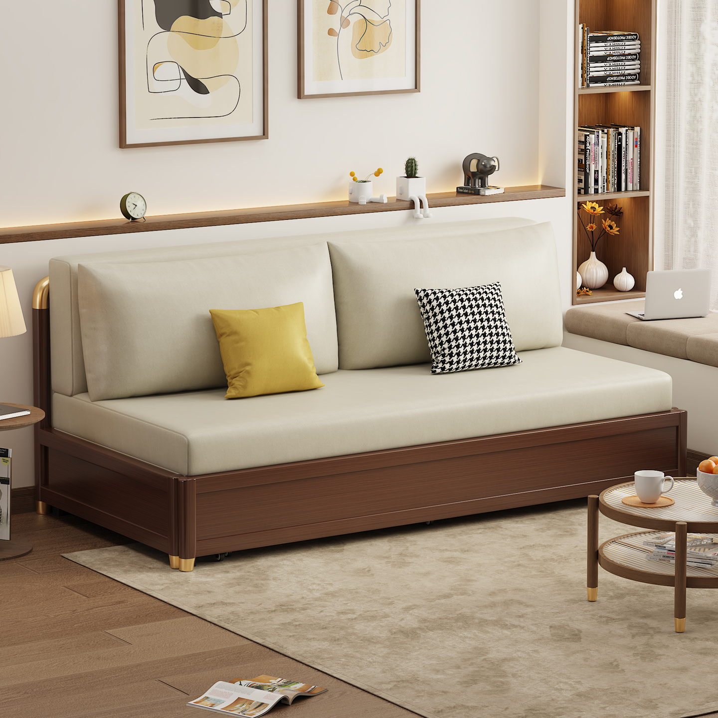 HUALONG折叠实木沙发床小户型