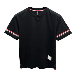 【重磅双纱】下摆开叉短袖t恤男装tb品牌夏季半袖打底衫纯棉潮流